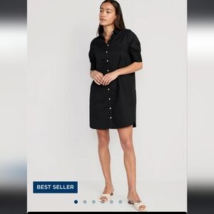 Old Navy, L, Black Button-Up Shirt Dress